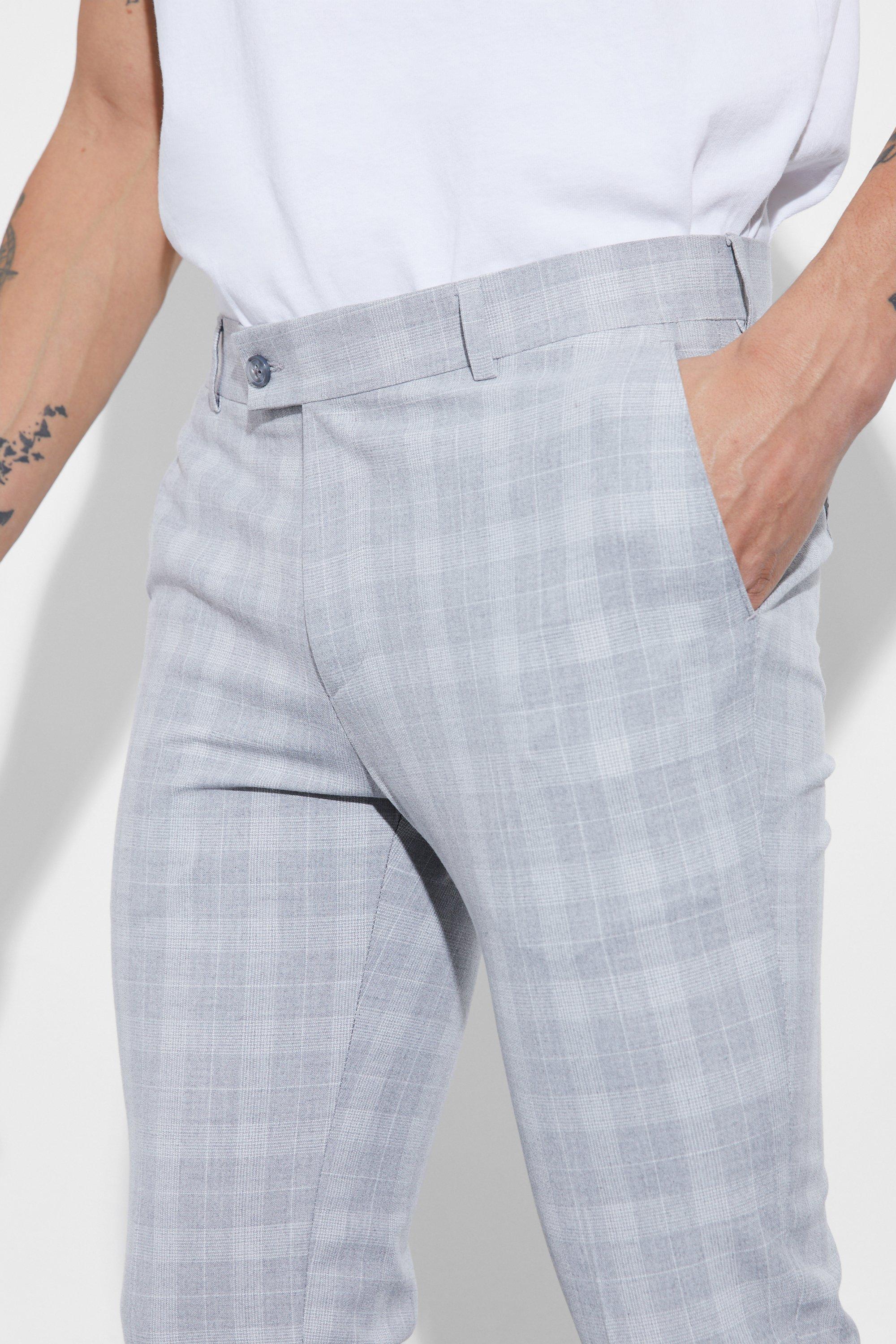 Skinny grey best sale check trousers